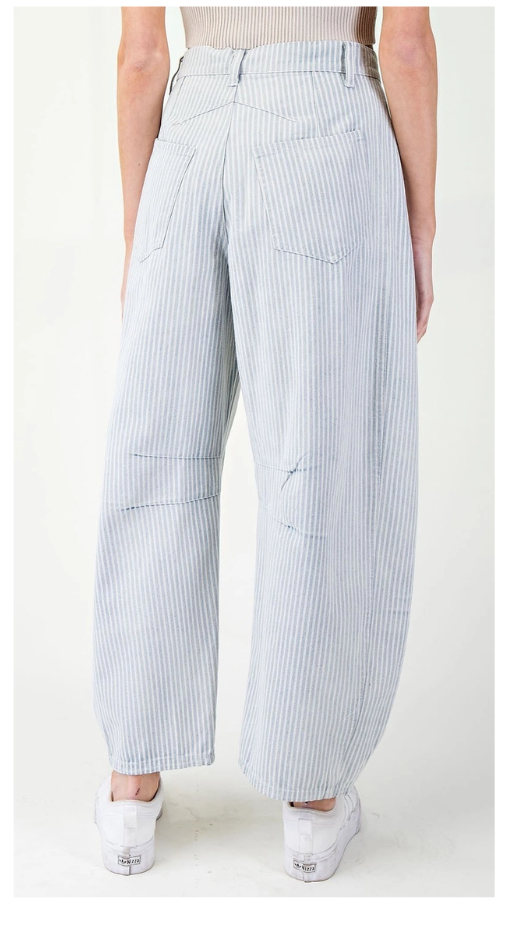 Pinstripe Barrel Jeans