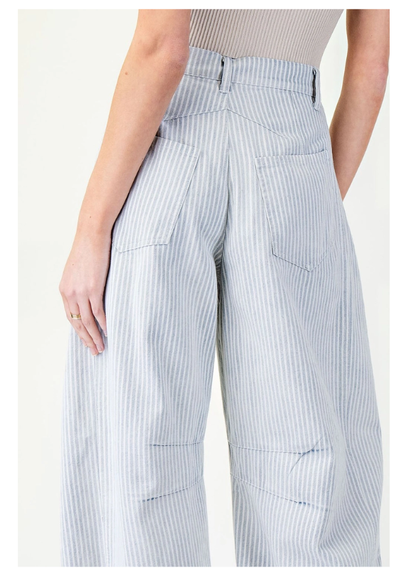 Pinstripe Barrel Jeans